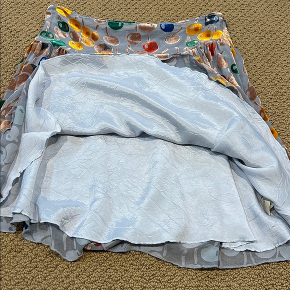 Vintage Free People Silk Velvet Cherry Print Mini Skirt size 4 Boho Flowy - Picture 12 of 15